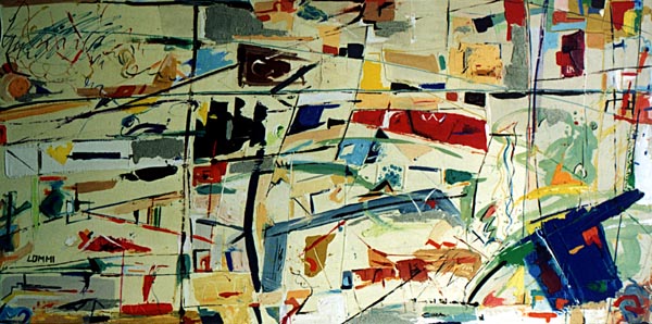 Trama e ordito sommersi da campi di colore - tecnica mista - 60x120cm - 2000