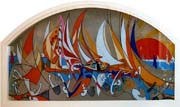 "Regata", pittura su vetro 100x250 cm
